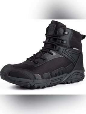 Men's Black Tactical Lace-Up Boot - Waterproof Design